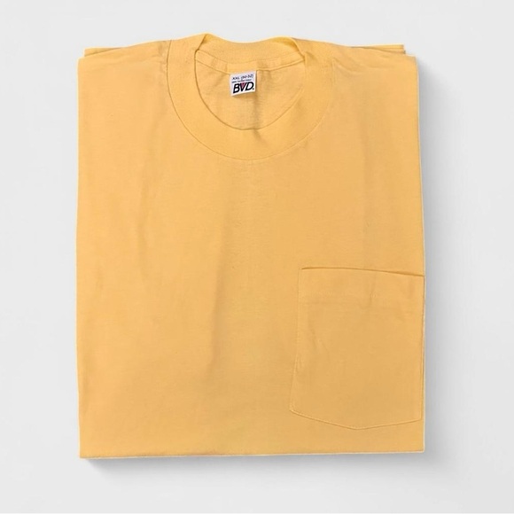 MADE IN USA 🇺🇸 DEADSTOCK BVD Single Stitch 100% Combed Cotton Pocket TShirt - Picture 1 of 4